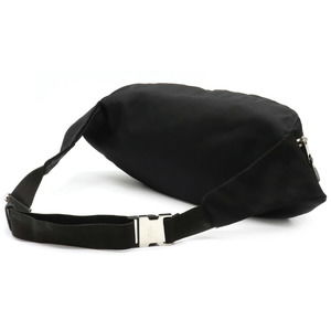 Gucci Body Nylon Black Leather Waist Bag Silver Bag